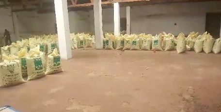 Kivu Origins warehouse interior in Beni with palletised cocoa lots